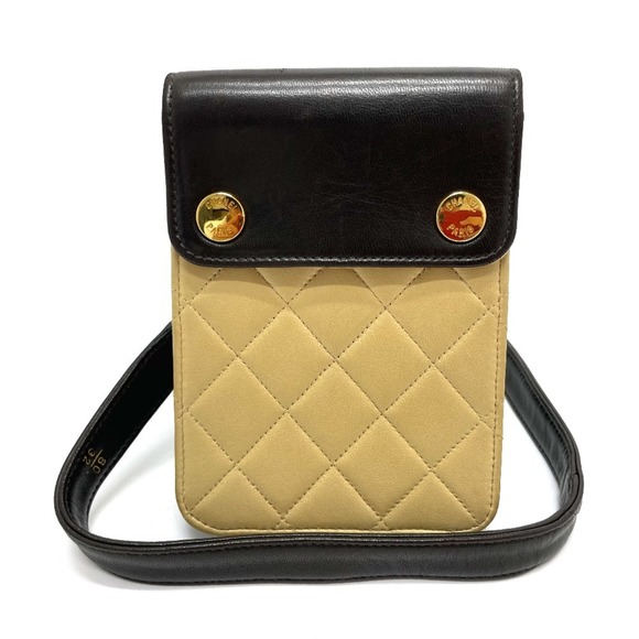 CHANEL Matelasse Two-Tone Pouch/Waist Bag in Lambskin, Black and Beige - Picture 1 of 10